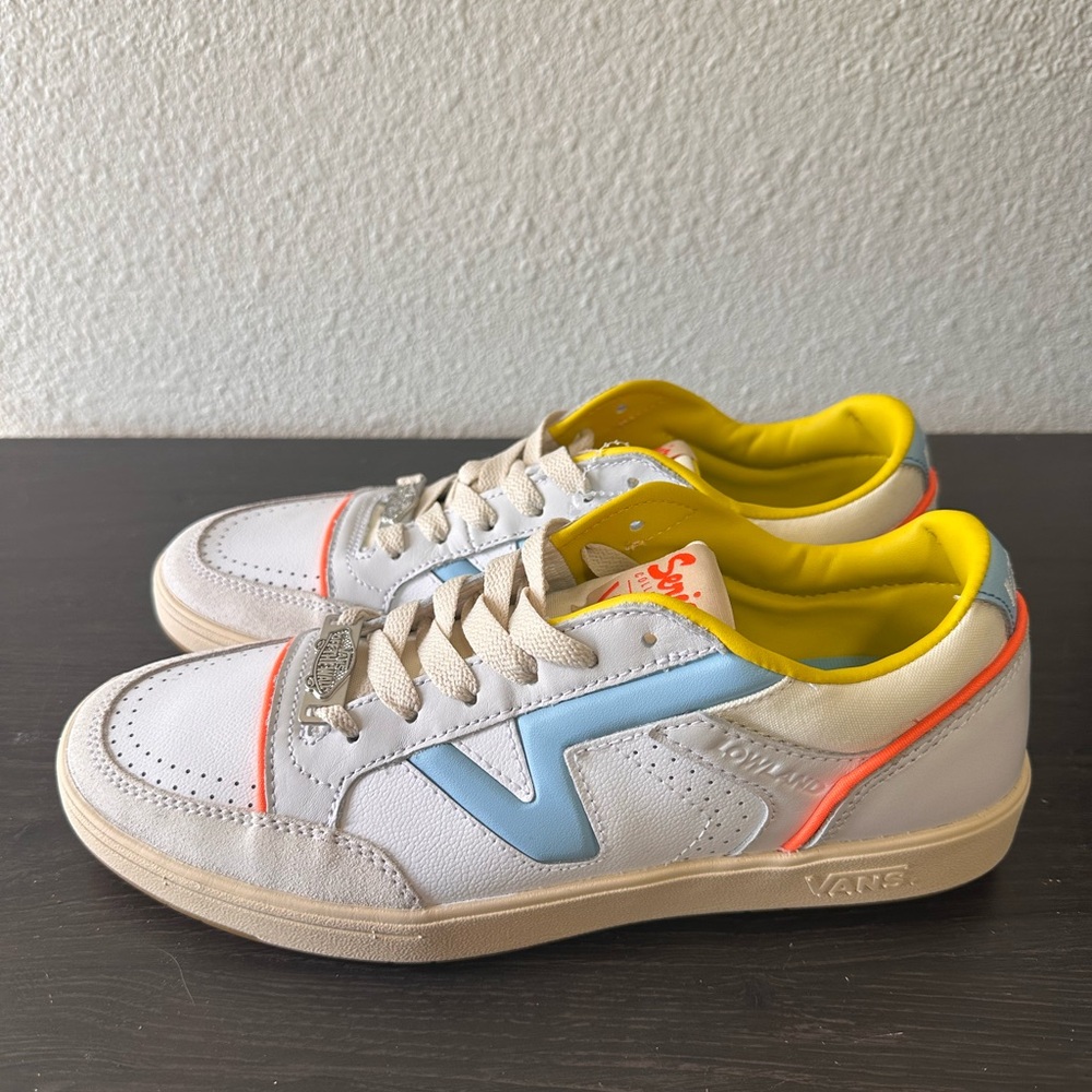 Vans White and Blue Sneakers with Yellow Accents